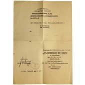 Copia de la época de la Segunda Guerra Mundial del certificado de ascenso de Feldwebel a Teniente